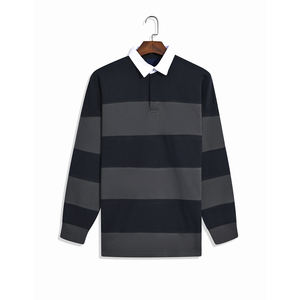 Camiseta de Rugby Personalizada de Alta Calidad para Hombre, Jersey de Manga Larga de Algodón y Poliéster, Antibacteriana, de Secado Rápido, Servicio OEM Personalizable - Product Image 1