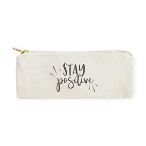 Positive Stay Cotton Canvas Linen <b>Makeup</b> Organizer <b>Case</b> Portable Letter Pattern Travel Pouch and Pencil <b>Case</b> - Product Image 1