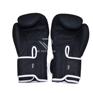 Gants de boxe en cuir noir personnalisés 2025 – Qualité supérieure, gants MMA antidérapants avec fermeture auto-agrippante – Vêtements de fitness RC – Vente en gros - Product Image 3