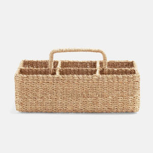 Open Weaving Seagrass <b>Utensil</b> <b>Holder</b> for Countertop Raffia Grass Cutlery and Napkin <b>Holder</b> Caddy - Product Image 5