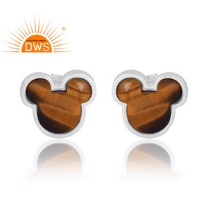 Pendiente de piedras preciosas amarillas de ojo de tigre Natural de plata de ley de Nuevo diseño elegante joyería de diseño personalizado para mujer regalo para ella - Product Image 1