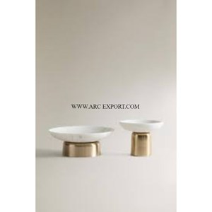 Lujoso cuenco para Mezclar alimentos de mármol blanco con soporte de Metal chapado en oro, centro de mesa para bodas y centros turísticos, cuenco para comida, cocina - Product Image 5