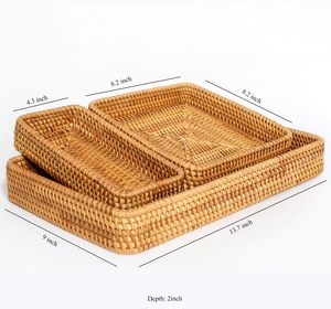 Les meilleures ventes Lavihexco rotin plateaux de service ensemble de 3 Handwicker haute qualité taille personnalisable en gros du Vietnam - Product Image 2