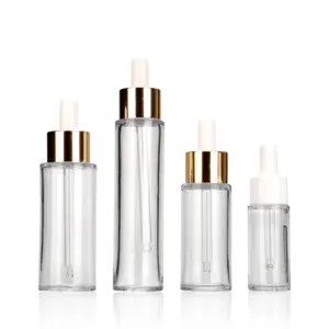 Leer 15 ml 30 ml 50 ml 60 ml runder Tropffläche Serum-Flasche aus PET Kunststoff durchsichtige Tropfflasche für Kosmetik Ätherisches Öl