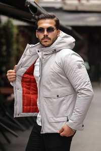 Men's Winter <b>Coat</b> Waterproof <b>Hooded</b> Thick Down Filled Breathable Running Workout Pants Zipper Closure - Product Image 3