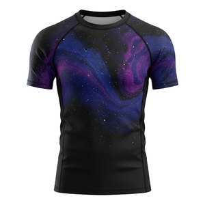 โรงงานผลิตเสื้อรัดกล้ามแบบขายส่ง รับผลิตเสื้อแบบ OEM แบรนด์ส่วนตัว เสื้อซับลิเมชั่นแบบรัดรูป สำหรับกีฬา MMA BJJ ฝึกซ้อม ชุดกีฬาผู้ชาย - Product Image 1