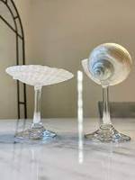 Nouveautés 2025: Verre à martini écologique fait à la main et tasse à vin de conque pour décor de mariage et de fête de plage naturelle.