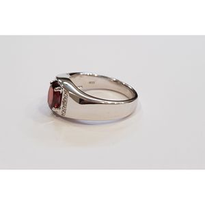 Handmade Women's Natural <b>Garnet</b> White Topaz <b>Ring</b> 925 Sterling <b>Silver</b> Platinum Oval Cut Diamond Everyday Wear Jewelry Shah Gems - Product Image 3