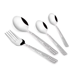 Cubiertos de acero inoxidable con acabado recubierto de color y mango largo fuerte, cubiertos aptos para lavavajillas para uso en cafetería casera, juego de 5 - Product Image 3