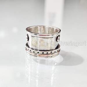 Wholesaler Woman's Band Natural Rose Quartz <b>Spinner</b> Band Gemstone Two Tone <b>Ring</b> Handmade Jewelry 925 Sterling Silver <b>Ring</b> - Product Image 6