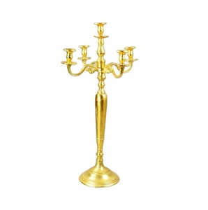Candelabro decorativo de 5 brazos con acabado de alta calidad chapado en oro, candelabro hecho a mano de aluminio para decoración de Hotel - Product Image 1