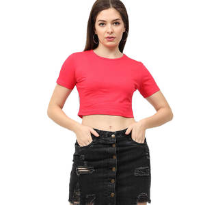 Top corto para mujer con logotipo personalizado modesto sencillo y sencillo superventas, cómodo Top corto de algodón 100% lavado a mano para mujer - Product Image 1