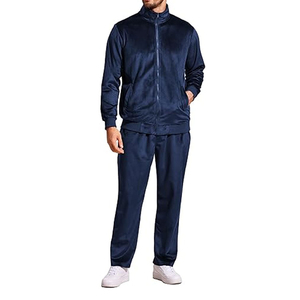 Conjunto Deportivo de Terciopelo para Hombre, Invierno, Bordado, con Capucha, Estilo Informal, con Pedrería, Grueso, de Dos Piezas, 2026 - Product Image 1