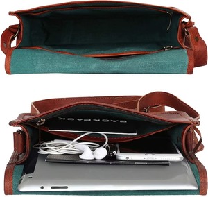 Classic Leather Messenger <b>Bag</b> for Men and <b>Women</b> Can Be Used As - Product Image 3