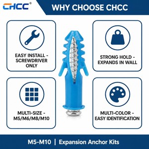 ชุดพุก<span class=keywords><strong>พลาสติก</strong></span> CHCC M5 M6 M7 M8 M10 พร้อมชุดสกรูสำหรับยึดผนังยิปซัมและคอนกรีต - Product Image 4