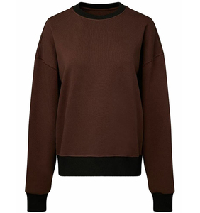 Sweat-shirt pour femme à manches longues, style décontracté, col rond, 100% coton, respirant, imperméable, logo sur le devant - Product Image 1