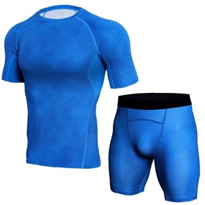 Conjunto Deportivo de Compresión para Hombre, 2 Piezas, Camiseta y Pantalones Cortos de Compresión, para Gimnasio, Ejercicio y Fitness, Diseño Nuevo, Venta al Por Mayor Personalizada - Product Image 3