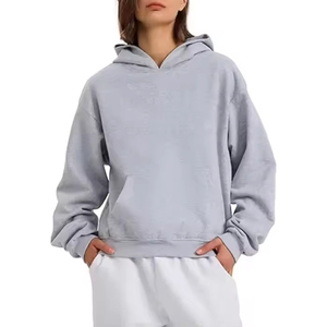 Sweat-shirt à capuche décontracté à col rond classique pour femme, 100% coton, broderie personnalisée, poche, coupe ample, confortable pour toutes les saisons - Product Image 1