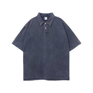 Polo t-shirts hommes vêtements d'été tissu respirant coupe ajustée à manches courtes couleur unie mode décontractée fournisseur en gros vêtements en vrac - Product Image 1