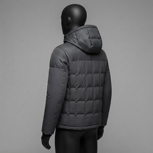 <b>Men</b> <b>Hooded</b> <b>Padded</b> <b>Jacket</b> Square Quilted Warm High Collar Zip Up Winter Outdoor <b>Jacket</b> Multi Pocket OEM ODM - Product Image 2