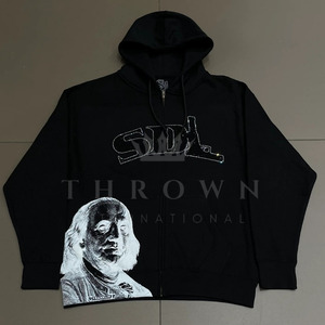 SDL Storefront Men's Winter Hoodies High Quality <b>Black</b> Cotton <b>Fleece</b> SKYDALIMIT Rhinestone Pullover Oversized Customized Colors - Product Image 4