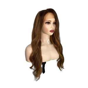 Perruques Lace Front en Cheveux Européens Vierges en Gros pour Femmes, Dentelle Transparente, Brun Clair Naturel, Ondulées et à Ondulations Profondes - Product Image 2