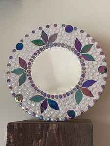 กระจกโมเสคลายดอกลาเวนเดอร์สีรุ้ง8ทรงกลมสไตล์โมเดิร์นกระจกลายลูกหอยเชลล์น่ารัก beveled 4ชิ้นสำหรับใช้ตกแต่งรูปร่างที่กำหนดเองได้ - Product Image 3