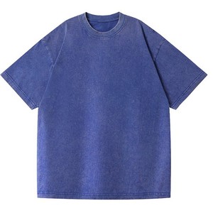 เสื้อยืดคอกลมแขนสั้นสำหรับผู้ชายเสื้อยืดผ้าฝ้ายแบบวินเทจสำหรับ230gsm ฟอกสี - Product Image 5