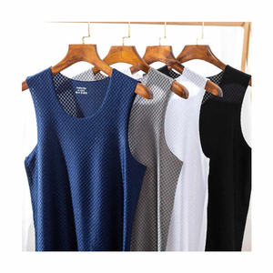 Camisetas sin mangas atléticas informales para hombre, tela elástica ligera con estampado elegante y bordado, ropa deportiva de verano para entrenamiento de gimnasia - Product Image 1