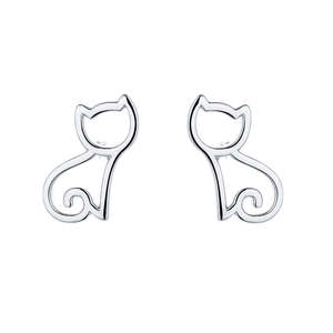 Orecchini a Perno in Argento Sterling a Forma di Gattino, con Motivo Animale, Ideali come Regalo - Product Image 1