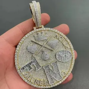 Pendentif pour femme en argent sterling 925 plaqué or rose/or/argent, moissanite taille ronde personnalisée, design circulaire, cadeau - Product Image 3