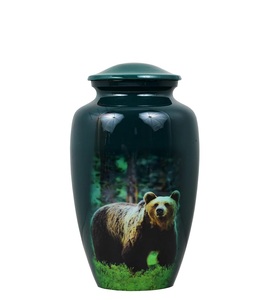 Bear in Forest <b>Pet</b> Urn Decorative <b>Box</b> Ashes Keepsake <b>Pet</b> Cat Burial Urn <b>Memorial</b> Human Ashes Cremation Funeral Urn Adult - Product Image 1