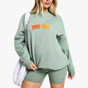 100% cotton Street Wear Long <b>Sleeve</b> Oversized <b>Sweatshirt</b> and Women's <b>Shorts</b> 2 Piece <b>Short</b> Set <b>Shorts</b> Women - Product Image 1