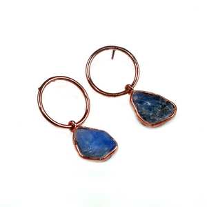 Pendientes de Tanzanita en Bruto con Baño de Oro, Estilo Bohemio, con Piedras Preciosas, Hechos a Mano, Joyería de Piedra Natalicia de Diciembre para Mujer, Regalo para Fiesta - Product Image 2