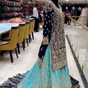 Designer 2024 Soie Matériel De Mariée Kurta Lehenga Choli Cristal Perles De Verre Dabka Travail Brodé Dupatta Accessoires De Mariage - Product Image 1