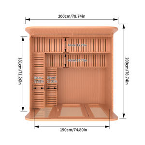 Sauna carré extérieur en cèdre rouge pour 6 personnes, avec chauffage 9KW et porte en verre trempé inclus - Product Image 6