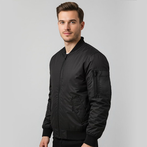 Men Warm Winter Bomber Jacket With Custom Print Strong Zipper Ribbed Trim <b>Heat</b> Retaining <b>Padding</b> And Professional Oem Odm Supply - Product Image 6
