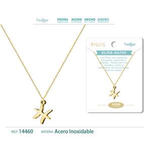 Collana ciondolo zodiaco Pisces alla moda in colore dorato
