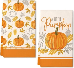 Citrouilles d'automne Design 100% coton écologique haute absorption d'eau torchon à séchage rapide cuisine ventre bande serviette personnalisable - Product Image 5