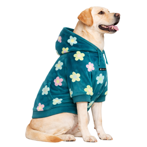 Sudadera con Capucha para Perro con Estampado de Margaritas, Sudadera de Forro Polar Suave con Diseño Floral Verde, Sudadera Cálida y Acogedora para Invierno - Product Image 3