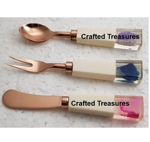 Juego de queso de lujo con mango de resina multicolor, acero inoxidable Chapado en bronce, accesorios de cocina para restaurante, utensilio - Product Image 3