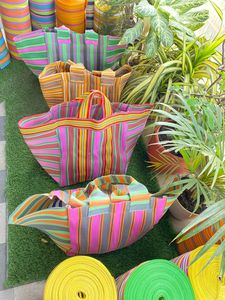 Sacs à provisions en coton et plastique recyclés écologiques Sacs de supermarché et de plage réutilisables pour femmes Modèle personnalisé Inde durable - Product Image 3