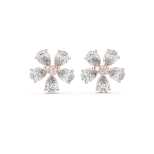 SHREYA DIAM Flower Shape Moissanite <b>Stud</b> Earrings Pear Cut 925 <b>Silver</b> / 9K Gold Claw Setting Luxury Women's Classic Jewelry - Product Image 3