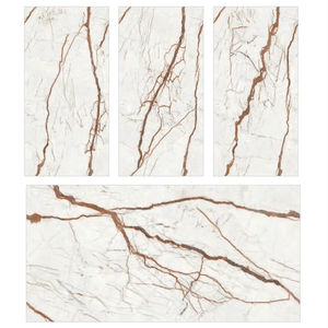 Azulejos de pared de porcelana pura blanca sin fin 600x1200cm con diseño moderno tallado en oro para paredes interiores - Product Image 1