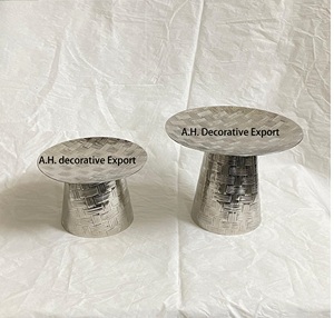 Soporte de pastel de aluminio niquelado con Juego de 2 centro de mesa de boda vajilla comida y aperitivos bandeja para servir utensilios para hornear pastel herramienta - Product Image 4