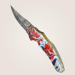 Jexmoo OEM Custom Handmade Multi-Functional Damascus Steel Pocket Knife Leather Sheath for Anniversary Gift Groomsman <b>Present</b> - Product Image 2