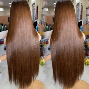 Perruques lisses sans colle de couleur brune pour femmes noires de cheveux humains vietnamiens - Product Image 6