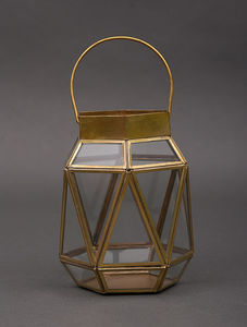 Handmade <b>Gold</b> Metal Geometric Votive <b>Holder</b> Clear Glass Pillar <b>Candle</b> with Stylish Design for Home Decor Weddings & Events - Product Image 5