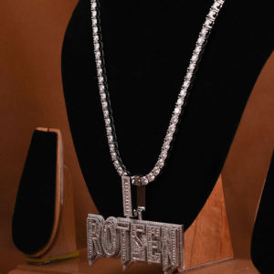 14kt personnalisé ROTSEN nom Moissanite diamant pendentif en glacé Hip Hop Style fabriqué à la main lueur dans le noir corps bijoux pour cadeau - Product Image 3
