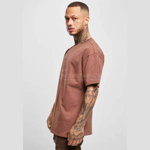 เสื้อยืดถักนิตติ้งสีพื้นสำหรับผู้ชายเสื้อยืดผ้าฝ้าย100% พิมพ์ลายโอเวอร์ไซส์ - Product Image 1